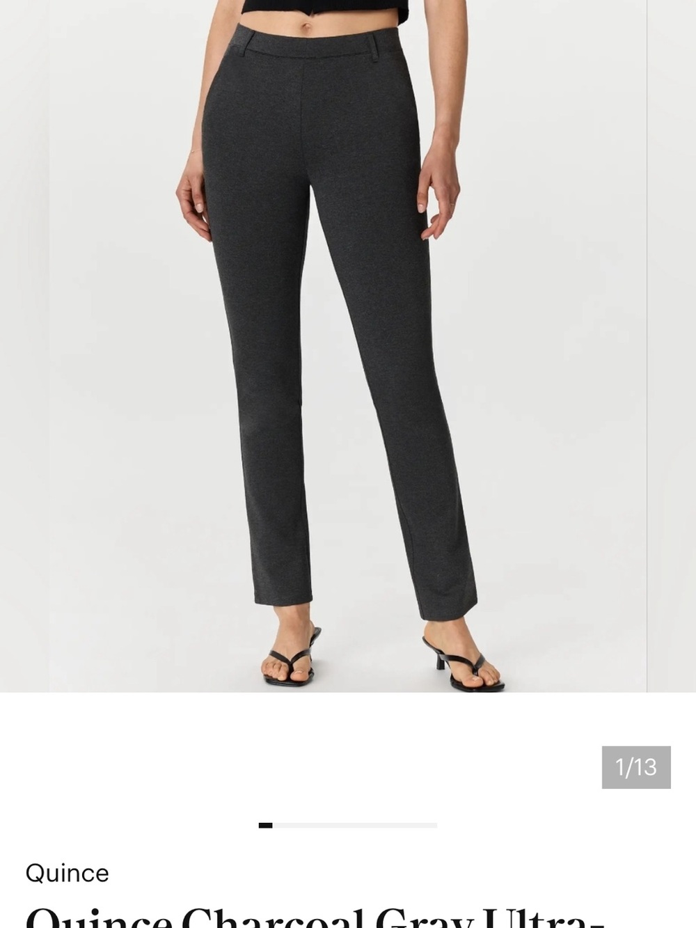 Quince Charcoal Gray Ultra-Stretch Ponte Straight Leg Pants NWT